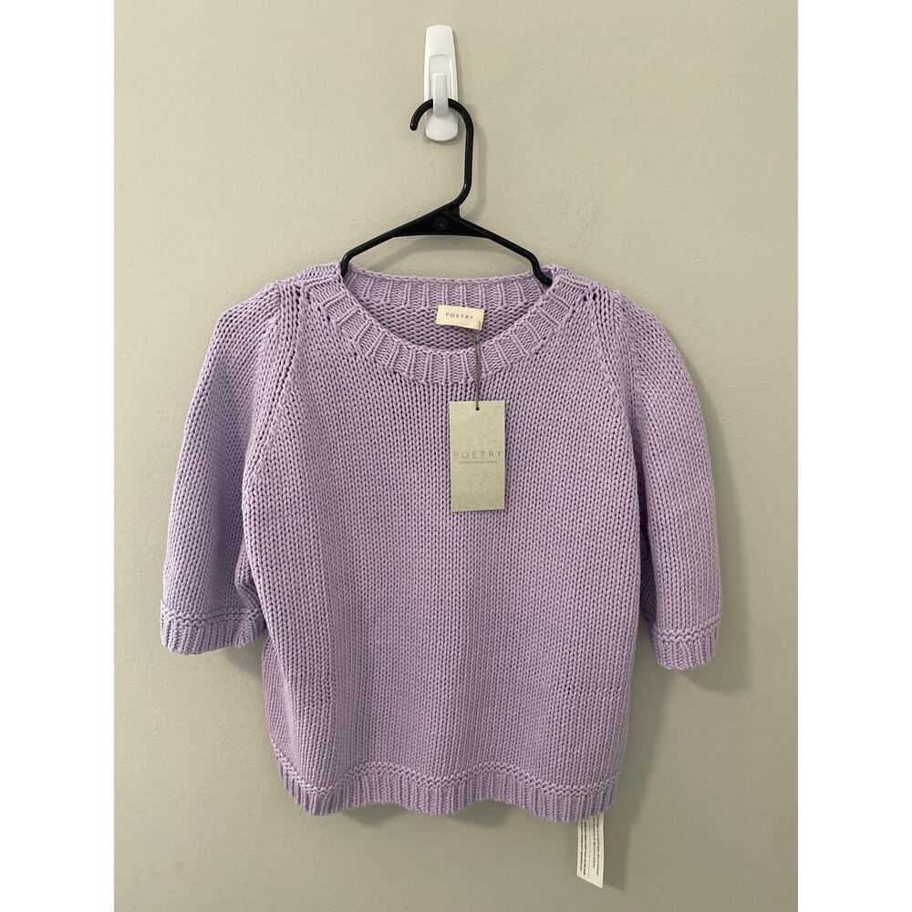 New Poetry 100% Cotton Short Sleeve Sweater Womens, Lilac US 10 Minimalist